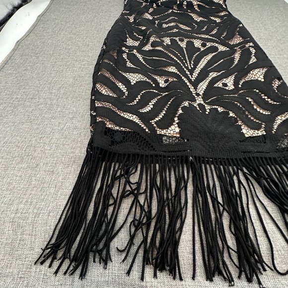 Alexia Admor Elegant Tassel Dress Strapless Black Medium Lined Fringe MSRP: $139 - Picture 3 of 16